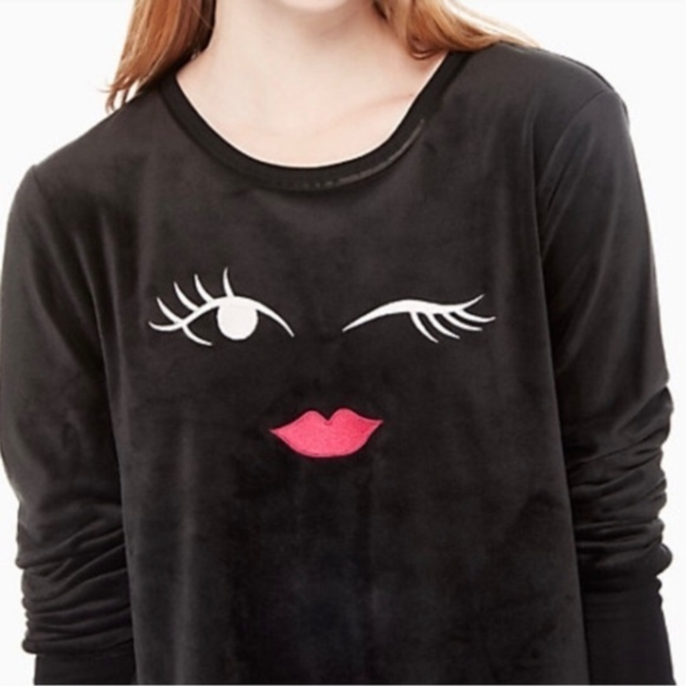 Kate Spade Black Velour Pajama Top